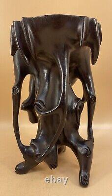 Fine Sculptural Japanese Meiji Hand-Carved Hard Wood Stand / Display / Base