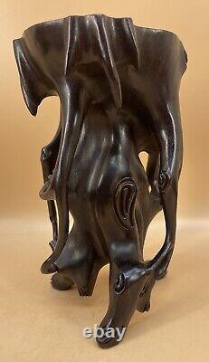 Fine Sculptural Japanese Meiji Hand-Carved Hard Wood Stand / Display / Base