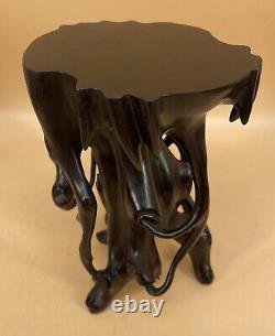 Fine Sculptural Japanese Meiji Hand-Carved Hard Wood Stand / Display / Base