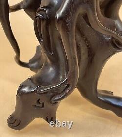 Fine Sculptural Japanese Meiji Hand-Carved Hard Wood Stand / Display / Base