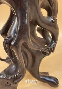 Fine Sculptural Japanese Meiji Hand-Carved Hard Wood Stand / Display / Base