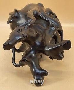 Fine Sculptural Japanese Meiji Hand-Carved Hard Wood Stand / Display / Base