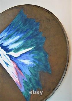 Fine Vintage/Antique JAPANESE CLOISONNE Bronze Plate with Mountain c. 1930 ANDO