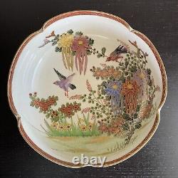 Fine Vintage Antique Japanese Artist SIGNED Satsuma Bowl Flowers Birds Art WOW