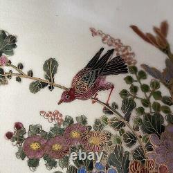 Fine Vintage Antique Japanese Artist SIGNED Satsuma Bowl Flowers Birds Art WOW