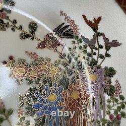 Fine Vintage Antique Japanese Artist SIGNED Satsuma Bowl Flowers Birds Art WOW