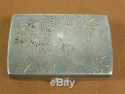 Fine Vintage Japanese Signed Sterling Silver Cigarette Case Flowers