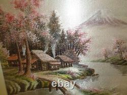 Fine Vintage Japanese Silk Embroidery Picture Mt Fuji