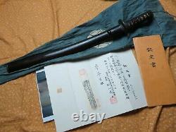 Fine Wakizashi Certificate edo antique sword Samurai Japanese Tachi tsuba Signed