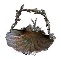 Fine antique Japanese Meiji period bronze basket