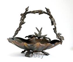 Fine antique Japanese Meiji period bronze basket