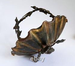 Fine antique Japanese Meiji period bronze basket