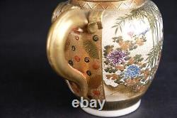 Fine antique Japanese satsuma Dragon Teapot, Cranes and garden Meiji