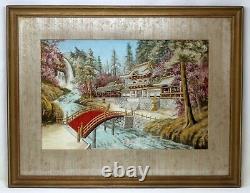 Fine antique Japanese silk embroidery picture very fine needlework gold threads