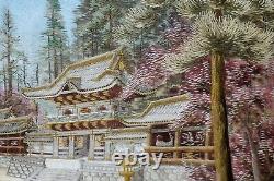 Fine antique Japanese silk embroidery picture very fine needlework gold threads