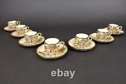 Fine antique japanese Meiji Satsuma cup & saucers landcape figures 19thC