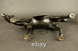 Fine antique japanese bronze wiseman on horse, 45cm Meiji period, 19th Century