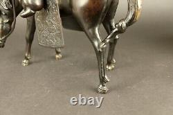 Fine antique japanese bronze wiseman on horse, 45cm Meiji period, 19th Century