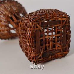 Fine weave Hanakago flower basket bamboo Vase Signed Japanese BVO12