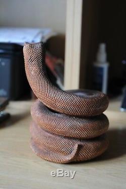 Fine wood brushpot formed as a rearing snake (Japanese)