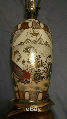 Finely Decorated Antique Japanese Meiji Satsuma Pottery Vase Lamp Very Detailed