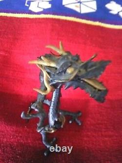 Finely Detailed Antique Japanese Polychrome D Bronze Dragon