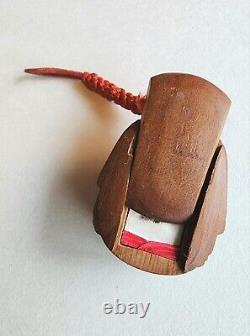 Finely Hand Carved Antique Wooden Japanese Mennetsuke Netsuke Mask Okame Noh
