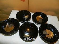 Gorgeous Fine Japanese Lacquer Bowl/ Soup And Rice Turtle Motif High Quality#1