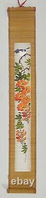 HANGING SCROLL JAPANESE-Fine Bamboo-Hand Painting Antique- Beautiful-32x4.75