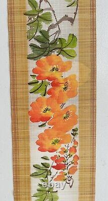 HANGING SCROLL JAPANESE-Fine Bamboo-Hand Painting Antique- Beautiful-32x4.75