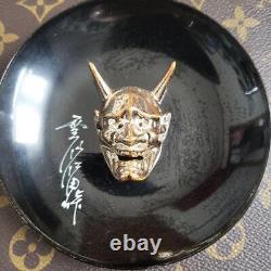 HANNYA ONI Demon Ogre Ornamental Plate 4.3 inch Japanese Vintage Old Fine Art