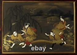 Hide and seek' Fine JAPANESE 19th century lacquered album covers bone inlays