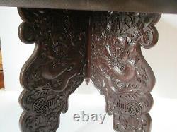 Incredible Antique Fine Old Chinese Japanese Asian Table Sculpture Dragons Coins
