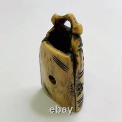 Inro Japanese Antique Netsuke Tobacco Inro Fine Carving Bell Pattern
