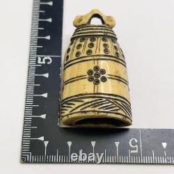 Inro Japanese Antique Netsuke Tobacco Inro Fine Carving Bell Pattern