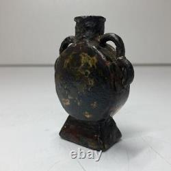 JAPAN Antique 19TH C EDO Period Bronze Vase 2.6 inch Old Metal Fine Art