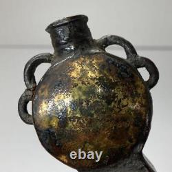 JAPAN Antique 19TH C EDO Period Bronze Vase 2.6 inch Old Metal Fine Art