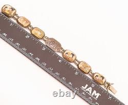 JAPANESE 925 Silver Vintage Antique Painted Frame Link Bracelet BT10023