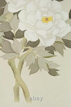 JAPANESE PEONY HANGING SCROLL 73 Painting Japan Picture Antique FINE ART b373