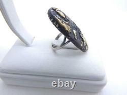 JAPANESE Shakudo Vintage Antique Sterling Silver Mixed Metal RING Very Unique