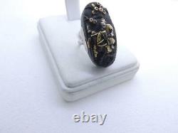 JAPANESE Shakudo Vintage Antique Sterling Silver Mixed Metal RING WOW