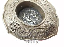 JAPANESE Silver ANTIQUE/VINTAGE Drawer Pull Slide Fine 2 Peacocks