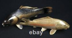 Japan Koi carp bronze sculpture 1970 Hidemasa Japanese fine art