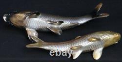 Japan Koi carp bronze sculpture 1970 Hidemasa Japanese fine art