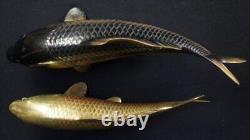 Japan Koi carp bronze sculpture 1970 Hidemasa Japanese fine art