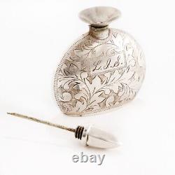 Japanese 950 Silver Perfume, Funnel Original Box Scroll & Foliate Monogram Lis