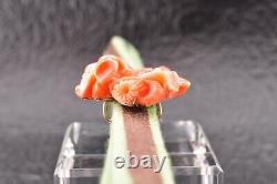 Japanese Antique Coral (1.26in 75ct) Camellia OBIDOME with certificate and Box