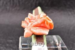 Japanese Antique Coral (1.26in 75ct) Camellia OBIDOME with certificate and Box