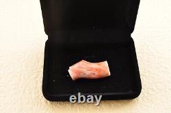 Japanese Antique Coral Carved 1.53in 0.45oz OBIDOME with certificate and Box