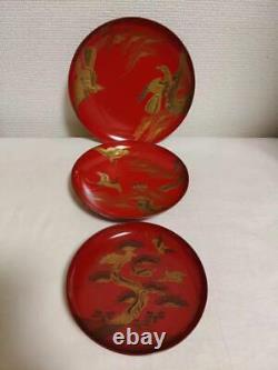 Japanese Antique Fine Maki-e Sakazuki Meiji Period GC wo/ Box Set of 3 Very Rare